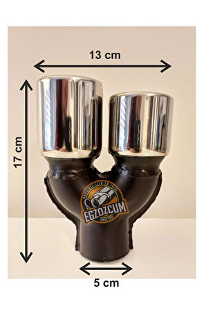 60 mm. Krom düz yuvarlak (dual) çift yönlü paslanmaz sessiz egzoz eksoz ucu