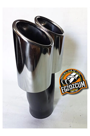 60 mm. Krom eşit yuvarlak (dual) önü kesik paslanmaz sessiz egzoz eksoz ucu