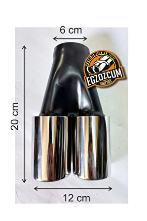 60 mm. Krom eşit yuvarlak (dual) önü kesik paslanmaz sessiz egzoz eksoz ucu