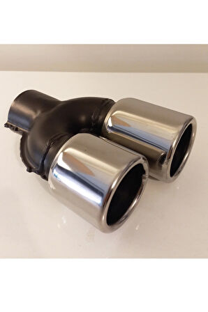 76 mm Krom Düz Yuvarlak İleri Geri Çift Yönlü Uyumlu Paslanmaz Sessiz Egzoz Ucu
