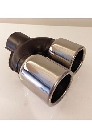 76 mm Krom Düz Yuvarlak İleri Geri Çift Yönlü Uyumlu Paslanmaz Sessiz Egzoz Ucu