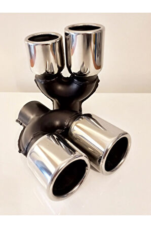 76 mm Krom Düz Yuvarlak İleri Geri Çift Çıkış Uyumlu Paslanmaz Sessiz Egzoz Ucu 2 Adet