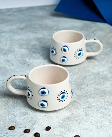 RGS HOMELİFE 2’li El Yapımı Nazar Boncuk Desenli Kupa Bardak Takımı