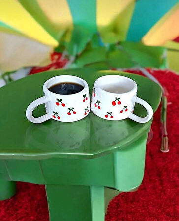 RGS HOMELİFE 2’li El Yapımı Kiraz Desenli Kupa Bardak Takımı