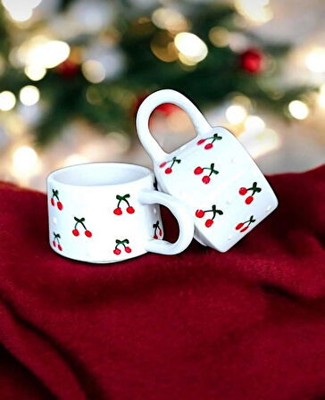 RGS HOMELİFE 2’li El Yapımı Kiraz Desenli Kupa Bardak Takımı