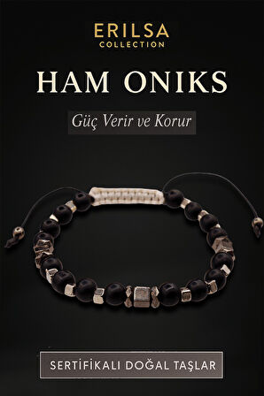 Sertifikalı Ham İşlenmemiş Oniks Taşı Bileklik – Güç Veren Kötülüklerden Koruyan El Yapımı Takı