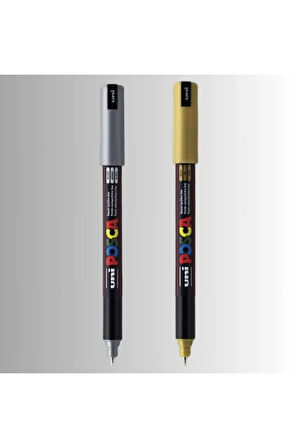 Posca Uni Pc-1Mr Renkli Boya Marker Kalemler Ultra İnce 0,7 Mm (1 ADET ALTIN+1 ADET GÜMÜŞ)