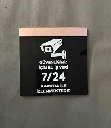 Rosegold Aynalı Güvenlik Kamerası Uyarı Levhası