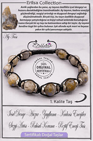 Sertifikalı AAA+ Kalite Gerçek Orijinal Terahertz - Ay Taşı Bileklik - Yansımalı