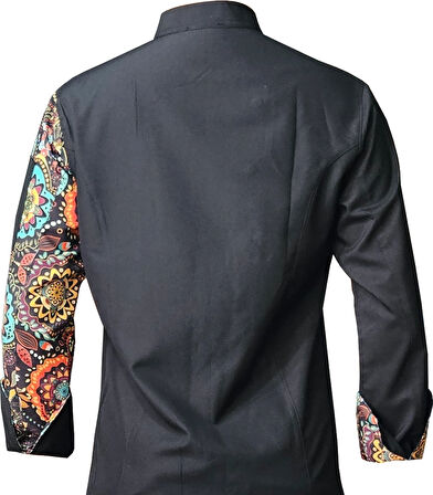 Aşçı Ceketi Desenli Unisex Çıtçıtlı Uzun Kollu Chef Aşçı Mutfak Ceket Mandala Desenli