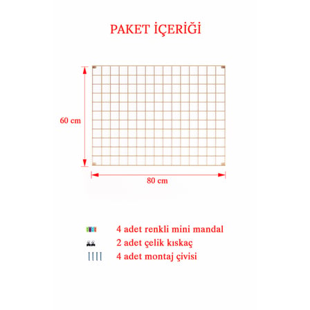 Tel Pano 60x80 Gold ( 4 Adet Mini Mandal ,2 Adet Çelik Kıskaç Hediyemizdir)