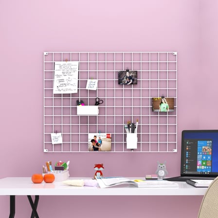 60x80 Full Aksesuarlı Metal Fotoğraf Askısı Tel Pano Beyaz