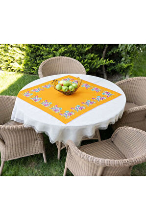 El Yapımı Yazma ve Polyester Keten Masa Örtüsü