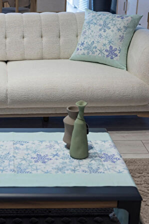 Pamuklu Kumaş Runner ve Kırlent Takımı (55x165 cm Runner; 2 Adet 50x50 cm Kırlent Kılıfı)