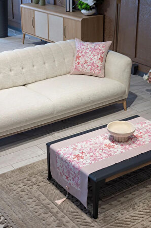 Pamuklu Runner ve Kırlent Kılıfı Seti (1 Adet Runner 55x165 cm; 2 Adet 50x50 cm Kırlent Kılıfı)