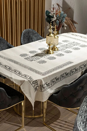 Etnik Desenli El Baskısı Masa Örtüsü