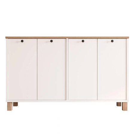 Robin Home Alaska Konsol 4 Kapaklı Ahşap Ayaklı 120cm Sepet-Beyaz
