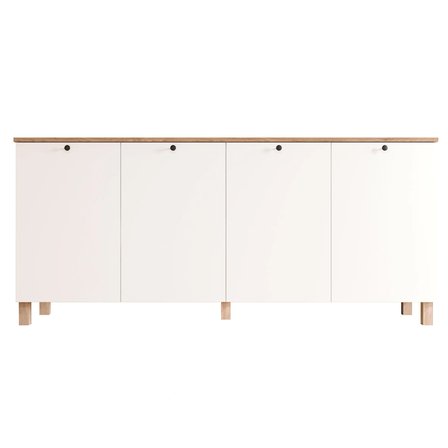 Robin Home Alaska Konsol 4 Kapaklı Ahşap Ayaklı 180cm Sepet-Beyaz 