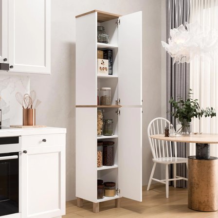Robin Home Alaska Çok Amaçlı Dolap Mutfak Kiler Banyo Dolabı 195cm Sepet-Beyaz