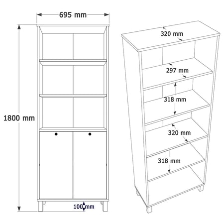 Robin Home Alaska Kitaplık Raf Ahşap Ayaklı 180cm Kapaklı Sepet-Beyaz-Jüt