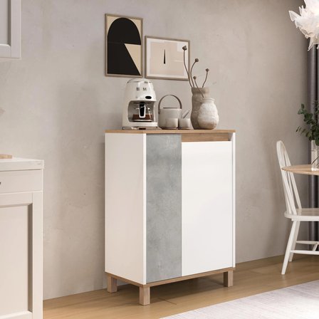 Robin Home Alaska Çok Amaçlı Dolap Mutfak Kiler Erzak Banyo Dolabı 97cm Sepet-Beyaz-Taş