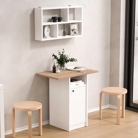 Robin Home Alaska Mutfak Masası Yemek Masası Dolaplı Raflı Sepet-Beyaz ND17-SW