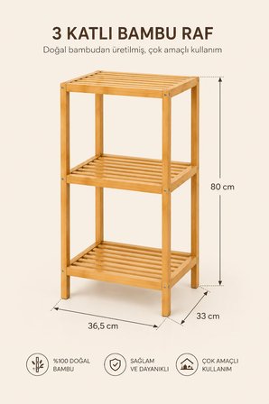 Robin Home 3 Raflı Bambu Çok Amaçlı Banyo & Mutfak Düzenleyici