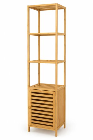Robin Home Bambu Tek Kapaklı 4 Raflı Çok Amaçlı Düzenleyici Organizer Dolap