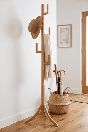 Robin Home Bambu Portmanto Askılık Modern Vestiyer Ayaklı Askılık Ahşap Elbise Askısı