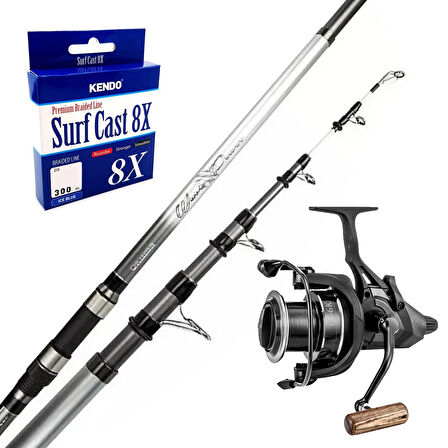 YekOutdoor Okuma Göl Olta Seti Okuma Wave Power Tele Surf 3.90 cm Surf Kamışı&Okuma LS 8K Baitrunner 5+1 bb Olta Makinesi