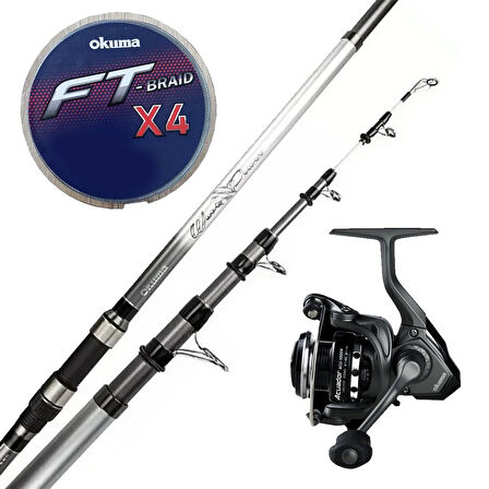 YekOutdoor Surf Oltası Seti Okuma Wave Power Tele Surf 3.90 cm 100-200 gr 5 Parça Surf Kamışı&Okuma Acuador ACU-5000A 3+1BB Olta Makinesi