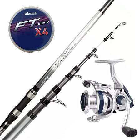 YekOutdoor Okuma Surf Kamışı Olta Seti Okuma Wave Power Tele Surf 3.90 cm 100-200 gr 5 Parça Surf Kamışı&Okuma ARIA-5000a 1BB Olta Makinesi