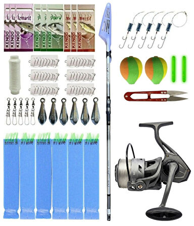 YekOutdoor Okuma Surf Kamışı Olta Seti Okuma Wave Power Tele Surf 4.20 cm 100-200 gr 5 Parça Surf Kamışı&Kendo Azzurro 6000 Olta Makinesi