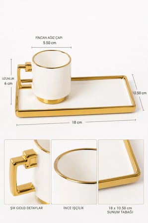 2 Kişilik Gold Detaylı Kahve Sunum Fincan Takımı