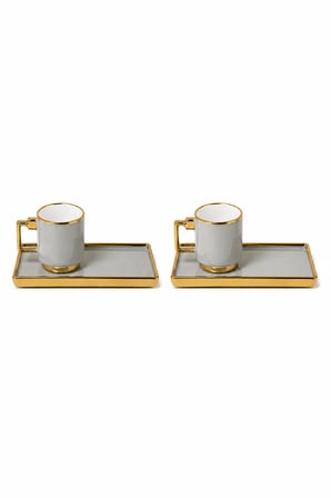 2 Kişilik Gold Detaylı Kahve Sunum Fincan Takımı