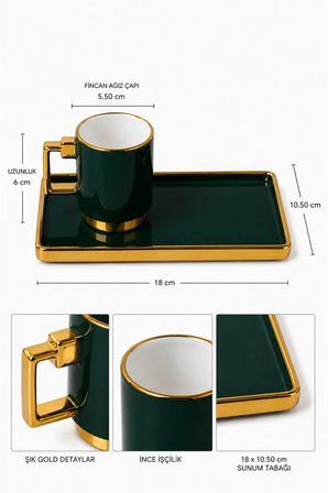 2 Kişilik Gold Detaylı Kahve Sunum Fincan Takımı