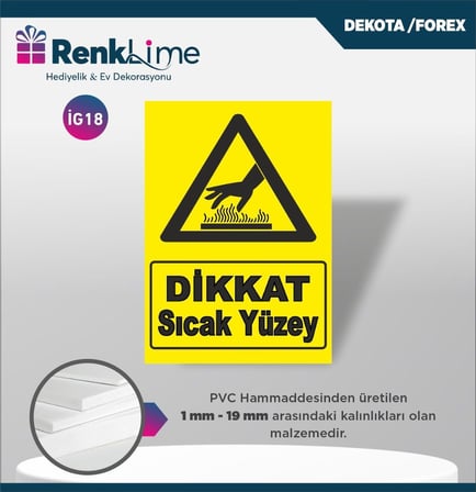 Dekota İkaz Levhası - Dikkat Sıcak Yüzey