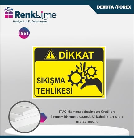 Uyarı İkaz Levhası - Sıkışma Tehlikesi