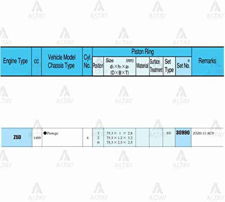 Riken 30990-050 Segman 323 96-98 1.5 75.80mm Z5 0.50 Takım 30990050