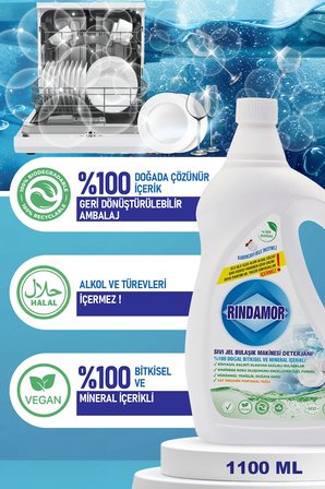  Doğal Bi̇Tki̇Sel Sivi Jel Bulaşik Maki̇Nesi̇ Deterjani-2 X 1100 Ml
