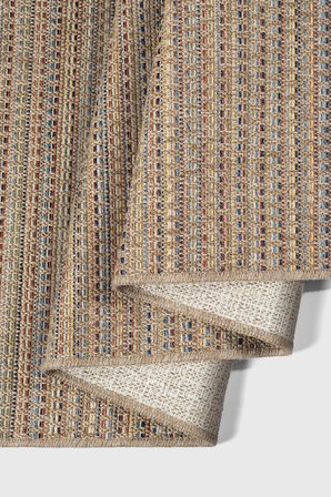 Rio Serisi 7911A Modern Sisal Dokuma Renkli Çizgili Halı - İskandinav Tarz Hasır Kilim - Antialerjik Leke Tutmaz