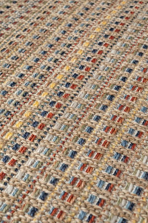 Rio Serisi 7911A Modern Sisal Dokuma Renkli Çizgili Halı - İskandinav Tarz Hasır Kilim - Antialerjik Leke Tutmaz