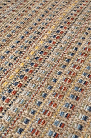Rio Serisi 7911A Modern Sisal Dokuma Renkli Çizgili Halı - İskandinav Tarz Hasır Kilim - Antialerjik Leke Tutmaz