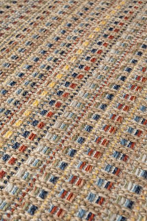 Rio Serisi 7911A Modern Sisal Dokuma Renkli Çizgili Halı - İskandinav Tarz Hasır Kilim - Antialerjik Leke Tutmaz