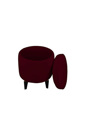 Rio Retro Ayaklı Sandıklı Silindir Dekoratif Puf - Bordo