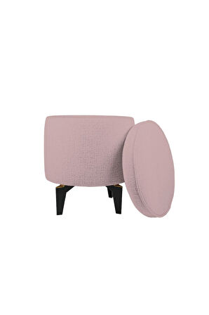 Rio Retro Ayaklı Sandıklı Silindir Dekoratif Puf - Pembe