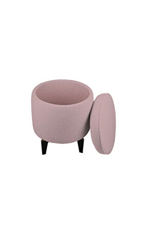 Rio Retro Ayaklı Sandıklı Silindir Dekoratif Puf - Pembe