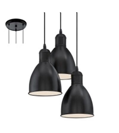 RİOLİGHT SİYAH İÇİ BEYAZ ÜÇLÜ METAL SARKIT AVİZE