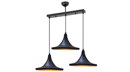 RİOLİGHT SIRALI ÜÇLÜ SİYAH İÇİ SARI METAL SARKIT UZUNLUK: 60 CM