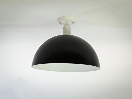 RİOLİGHT RETRO SİYAH İÇİ BEYAZ TEKLİ METAL PLOFONYER AVİZE ÇAP: 40CM